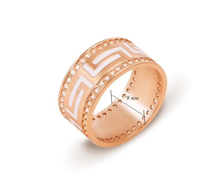 Обручальное кольцо с эмалью и фианитами Золотой Век (10145): купить