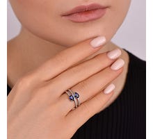 Серебряное кольцо с сапфиром и фианитами (1312/1р-HSPH): купить
