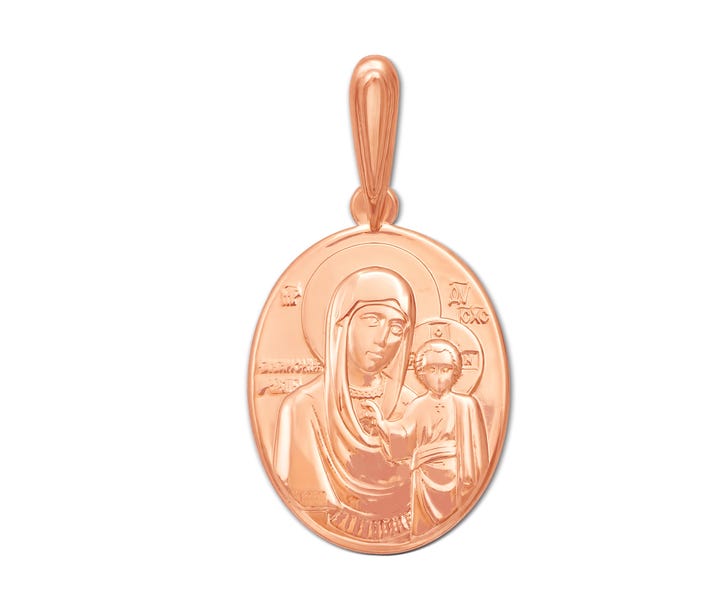 Золотая подвеска-иконка Божией Матери Казанская. Золотой Век (30747)