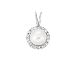 Серебряная подвеска с жемчугом и фианитами (3515р-PWT)