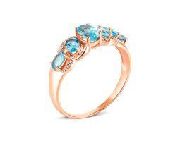 Золотое кольцо с топазом swiss и фианитами (к655тс)