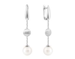 Золотые серьги-подвески с жемчугом (с156/1)