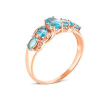 Золотое кольцо с топазом swiss и фианитами (к655тс)