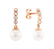 Золоті пусети з перлиною та фіанітами (2/50/513)