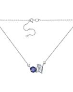 Cрібне кольє з топазом та сапфіром (ко1296Rh)