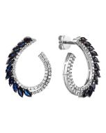 Золотые пусеты с сапфиром и бриллиантами (2111014902 D sap)