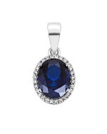 Серебряная подвеска с гидротермальным сапфиром и фианитами Золотой Век (3890р-HSPH)