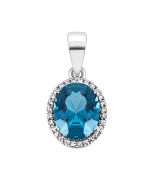 Серебряная подвеска с кварцем London blue и фианитами Золотой Век (3890р-QLB)