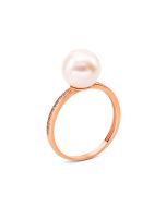 Золота каблучка з перлиною і фіанітами (119156510101 п)