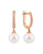 Золоті сережки з перлами та фіанітами (210589810101п)