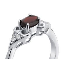 Серебряное кольцо с гранатом и фианитами (Тд0014/гр-R): купить