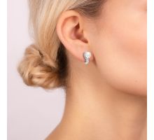 Срібні сережки з перлами і фіанітами (2266/9р-PWT): купить