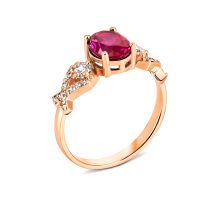 Золотое кольцо с рубином и фианитами Золотой Век (КД4175КРуб)