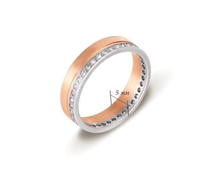 Обручальное кольцо комбинированное с фианитами (1077/3): купить