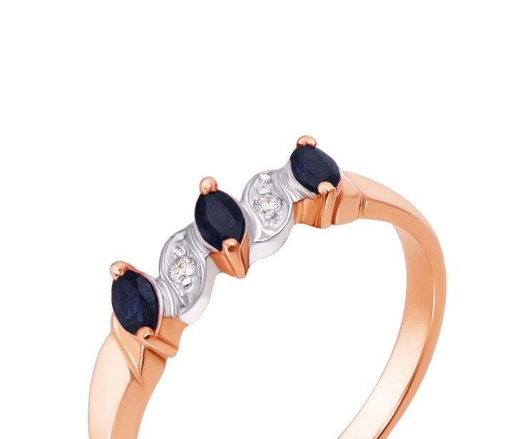 Золотое кольцо с бриллиантами и сапфирами (52166/1.25сап): купить