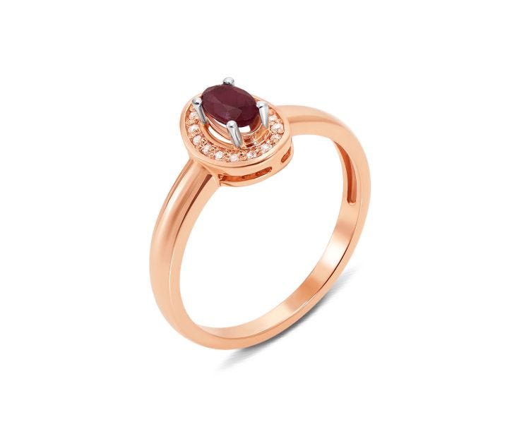 Золотое кольцо с рубином и бриллиантами Золотой Век (52626/0.8Sруб)