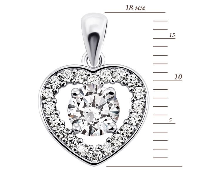 Срібна підвіска Серце з фіанітами (1PE67434): купить