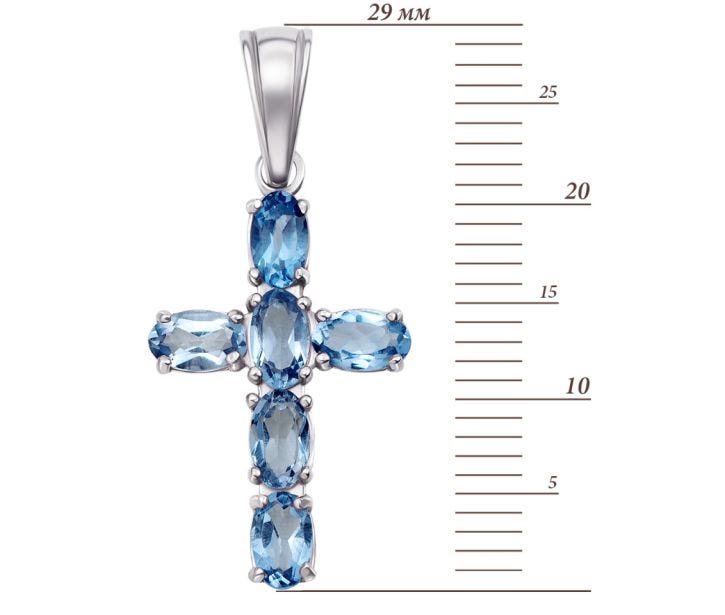 Срібний хрестик з блакитним кварцом Золотий Вік (3574р-QSWB): недорого