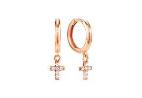 Золотые серьги-подвески с фианитами (2111028901)