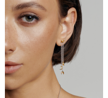 Серебряные серьги-подвески Месяц с позолотой (20778): купить