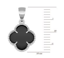Серебряная подвеска Клевер с ониксом (1665П.Rh): купить