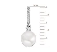 Серебряная подвеска с жемчугом и фианитами (3695р-PWT): купить