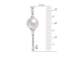 Золотая подвеска Ключик с бриллиантами и жемчугом (53982/0.8Sб ж): купить