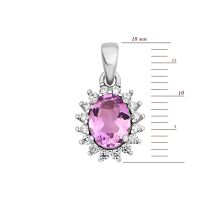 Серебряная подвеска с аметистом и фианитами (847П.а.Rh): купить
