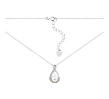 Серебряное колье с жемчугом и фианитами (C06752)