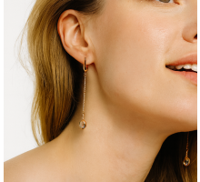 Золотые серьги-подвески с голубым кварцем (2/10/288): купить