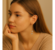 Золотые серьги-подвески с голубым кварцем (2/50/339): купить