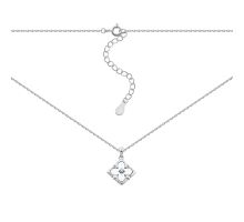 Серебряное колье с фианитом и перламутром (N002194)