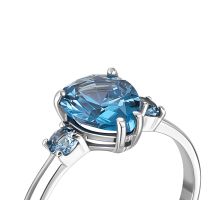 Серебряное кольцо с кварцем London blue (1664/1р-QLB): купить