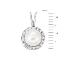 Серебряная подвеска с жемчугом и фианитами (3515р-PWT): купить