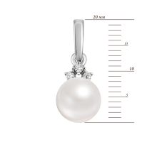 Серебряная подвеска с жемчугом и фианитами (3957р-PWT): купить