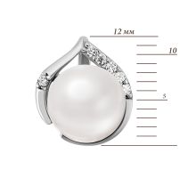Серебряная подвеска с жемчугом и фианитами (3959р-PWT): купить