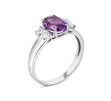 Серебряное кольцо с аметистом и фианитами (1738/1р-AMET)