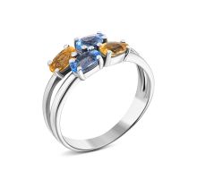 Кольцо с цитрином и кварцем Tanzanite (1666/1р-QTANCIT)