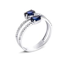 Серебряное кольцо с сапфиром и фианитами (1312/1р-HSPH)
