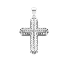 Серебряный крестик с фианитами (2P11963)