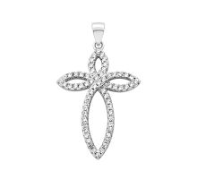 Серебряный крестик с фианитами (2P13316)