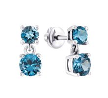 Серебряные серьги-подвески с кварцем London blue (2391/1р-QLB)