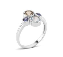 Серебряное кольцо с топазом и сапфиром (к1410Rh)