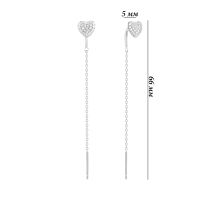 Серебряные серьги-протяжки c фианитами (JB03480): купить