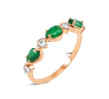 Золотое кольцо с изумрудами и бриллиантами (12630EMD): купить