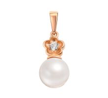 Золотая подвеска с жемчугом и фианитом (п195)