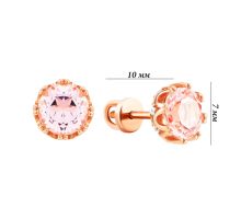 Золотые пусеты с нано морганитом и фианитами (210592910113мнс): купить