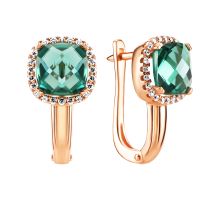 Золотые серьги с турмалином и фианитами (219154510114тур)