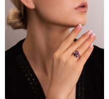 Золота каблучка з міксом напівдорогоцінного каміння Золотий Вік (к469тл): купить