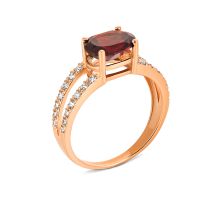 Золотое кольцо с гранатом и фианитами (50188/01/0/5251)